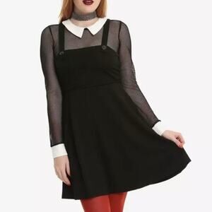 NWOT Jawbreaker Fishnet Collared Pinafore Dress Romper M/L